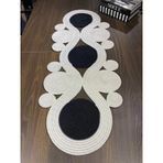 Ahenk Jüt Hasır Görünümlü Runner 40x110, Özel Tasarım Masa Örtüsü, Jüt (beyaz siyah)