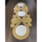 Ahenk Jüt Hasır Görünümlü Runner 40x110, Özel Tasarım Masa Örtüsü, Jüt (kırçıllı beyaz)