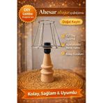 AHESAR TİCARET Abajur Lambeder ahşap abajur iskeleti ve abajur ayağı ahşap