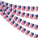 AhfuLife ABD Bayrağı Flama Zinciri Amerika Dekorasyonu 2025 için, 1 Adet 30 Amerikan Bayrağı Çift Taraflı Dikdörtgen Kumaş ABD Flama Amerika Bayrak Zinciri Çelenk 4 Temmuz Dünya Kupası Parti Bar