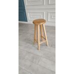 Ahhşap Bar Taburesi, Doğal Kayın Ağacı, VERNİKLİ AHŞAP RENK 28-29 cm Oturma Çapı, 60 cm Yükseklik, Vernikli