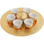 Ahinur Mutfak Kahve Sunum Seti Kahve Fincanı 6 Kişilik Takım Mırra Kahvesi Zemzem Seti Porselen Gold - 90 ml