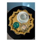 Ahir Ticaret 25 Cm Yuvarlak Yıldız Model Çay, Kahve, Pasta Servis Tepsisi 6'Lı, Sarı