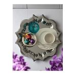AHİR TİCARET 25 Cm Yuvarlak Yıldız Model Çay, Kahve, Pasta Servis Tepsisi 6'lı