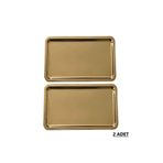 Ahir Ticaret 2'Li Paslanmaz Gold Servis Ve Sunum Çay Kahve Tatlı Tepsisi 33 X 23Cm