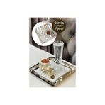 AHİR TİCARET 4'lü Kare Kahve Çay I?kram Ve Sunum Tepsisi Gümüş 21x21 Cm