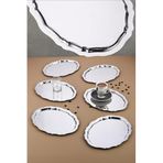 Ahir Ticaret 6 Adet Oval Dalgalı Sade Kahve Ve Sunum Tepsisi 20 Cm X 25 Cm, Gümüş