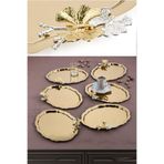 Ahir Ticaret 6 Adet Oval Kelebek Aksesuarlı Kahve-Çay Servis Ve Sunum Tepsisi 25X20 Cm, Gold