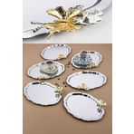AHİR TİCARET 6 Adet Oval Kelebek Aksesuarlı Kahve-çay Servis Ve Sunum Tepsisi 25x20 Cm