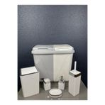 Ahir Ticaret 6 Parça Kirli Çamaşır Sepeti- Wc Banyo Set-Lüx Çeyiz Seti, Beyaz&Anrasit