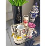 Ahir Ticaret 6'lı Lü x Kare Paslanmaz Çelik 21 x 21 cm Kahve Servis Sunum Tepsisi&tabağı - Gümüş