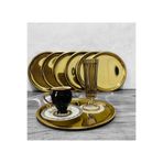 Ahir Ticaret 6'Lı Lüx Paslanmaz Çelik 21 Cm Yuvarlak Çay, Kahve, Pasta Servis Tepsisi, Gold