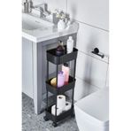 Ahir Ticaret Tekerlekli 3 Katlı Mini Banyo Ve Mutfak Raf Düzenleyici, Siyah