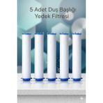 Ahlez 5 Parça Duş Başlığı Filtresi Kireç, Klor ve Pas Önleyici Pamuk Malzeme Yuvarlak Şekil