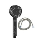 Ahlez Maxima Siyah Turbo Fan 5 Fonksiyon Duş Başlığı Duş Hortumu