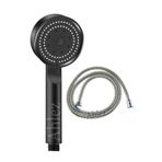 Ahlez Maxima Siyah Turbo Fan 5 Fonksiyonlu Duş Başlığı + İpli Duş Hortumu Duş Seti