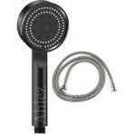 Ahlez Maxima Siyah Turbo Fan 5 Fonksiyonlu Duş Başlığı ve Duş Hortumu Duş Takımı