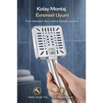 Ahlez Neva Beyaz Krom 3 Fonksiyonlu Ultra Lüx Duş Başlığı El Duşu