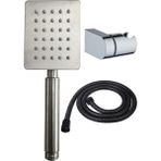 Ahlez Shine Krom Paslanmaz Duş Başlığı + Siyah Duş Hortumu + L Mafsal Duş Takımı Duş Seti