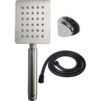 Ahlez Shine Krom Paslanmaz Duş Başlığı + Siyah Duş Hortumu + Mafsal Duş Takımı Duş Seti