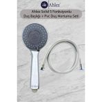 Ahlez Solid 5 Fonksiyonlu Duş Başlığı + Banyo Pvc Spiral Hortum Duş Seti Duş Takımı - Krom