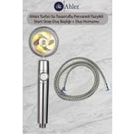 Ahlez Turbo Pervaneli Jet Fan Duş Başlığı + Duş Hortumu Duş Takımı Duş Seti