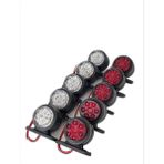 Ahmet Otomotiv (10 Adet) Mercekli Mini Takoz 12 Ledli Kırmızı-Beyaz 12V-24V