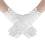 AHQiZFX 1 çift kısa saten eldiven, beyaz gelin eldiveni, şık gelin eldiveni, streç opera eldiveni, düğün daveti elbisesi, parti dansı, düğün, opera, akşam yemeği eldiveni, Beyaz, 23*8cm/9.1*3.1inch