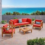 Ahşap 3+1+1 Bahçe Balkon Teras Oturma Grubu