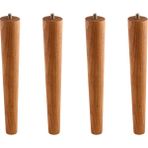 Ahşap 4’lü Set Doğal Kahverengi Boyalı Masa ve Sehpa Ayağı Dekoratif Bohem Model Mobilya Yedek Parça - 25 cm