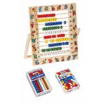 Ahşap Abaküs Desenli 24x21cm ve Sayı Fasulyesi ve Çubuğu Set 1 Paket