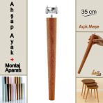Ahşap Ayak 35 Cm Açık Meşe M8 Civatalı Bağlantı Aparatlı Mobilya Tabure Sehpa Masa Destek Ayağı