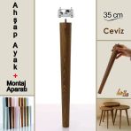 Ahşap Ayak 35 cm Ceviz M8 Civatalı Bağlantı Aparatlı Mobilya Tabure Sehpa Masa Destek Ayağı