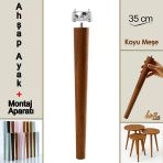Ahşap Ayak 35 cm Koyu Meşe M8 Civatalı Bağlantı Aparatlı Mobilya Tabure Sehpa Masa Destek Ayağı
