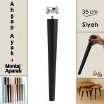 Ahşap Ayak 35 cm Siyah M8 Civatalı Bağlantı Aparatlı Mobilya Tabure Sehpa Masa Destek Ayağı