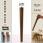 Ahşap Ayak 40 cm Ceviz M8 Civatalı Bağlantı Aparatlı Mobilya Tabure Sehpa Masa Destek Ayağı