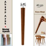 Ahşap Ayak 40 cm Koyu Meşe M8 Civatalı Bağlantı Aparatlı Mobilya Tabure Sehpa Masa Destek Ayağı