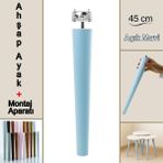 Ahşap Ayak 45 cm Açık Mavi M8 Civatalı Bağlantı Aparatlı Mobilya Tabure Sehpa Masa Destek Ayağı