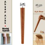 Ahşap Ayak 45 cm Açık Meşe M8 Civatalı Bağlantı Aparatlı Mobilya Tabure Sehpa Masa Destek Ayağı