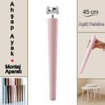 Ahşap Ayak 45 cm Açık Pembe M8 Civatalı Bağlantı Aparatlı Mobilya Tabure Sehpa Masa Destek Ayağı - Pembe