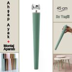 Ahşap Ayak 45 cm Su Yeşili M8 Civatalı Bağlantı Aparatlı Mobilya Tabure Sehpa Masa Destek Ayağı