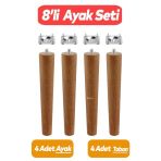 Ahsap Ayak Sehpa Masa Puf Tabure Unite Mobilya Ayagi M8 Civata 20 Cm Ayak+Baglanti Aparati 8Li Set