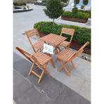 Ahşap Balkon Bahçe Mutfak Katlanır Masa Sandalye Takımı 5 Li Bistro Set Koruma Vernikli Piknikte - Ahşap - Krem
