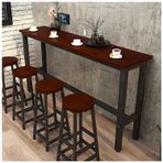 Ahşap Bar Masası Uzun Kahvaltı Mutfak Tezgahı Yükseklik Yemek Masası Ev Bar Modern Dar Konsol Kanepe Masası (100x30x100 cm Tik Rengi)