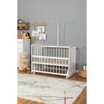 Ahşap Beşik Anne Yanı Sallanır 70X130 - Uyku Setsiz ve Yataksız - Beyaz