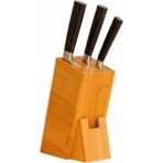 Ahşap Bıçak Standı – 220 mm Eğik Tasarım, Kaymaz Tabanlı, Çoklu Bıçak Yuvalı, Modern ve