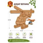 Ahşap Boyama Helikopter 12 Adet 10X15cm Araba Boyama Figürü Etkinlik Çoçuk Gelişim Motor Beceri Kreş Anasınıfı