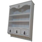 Ahşap Boyanabilir Mdf Dekoratif 3 Raflı Ve 3 Çekmeceli Duvar Rafı