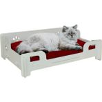 Ahşap Büyük Kedi Yatağı Premium Kalite Beyaz Kedi Evi 50X35 cm Parlak Boyalı Patili Model