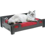 Ahşap Büyük Kedi Yatağı Premium Kalite Siyah Kedi Evi 50X35 cm Parlak Boyalı Patili Model